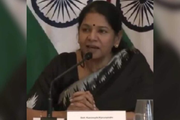 in-spain,-kanimozhi’s-sharp-reply-on-india’s-national-language-amid-stalin-centre-face-off-|-watch