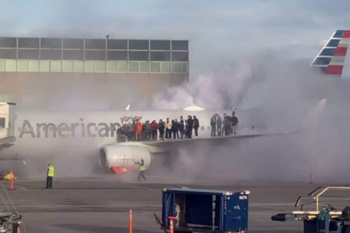 american-airlines-flyers-evacuate-boeing-jet-as-brake-fire-sparks-panic-before-takeoff-|-video