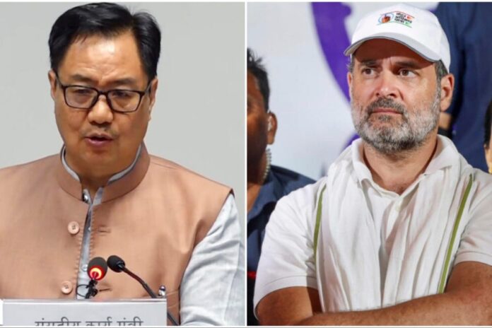 ‘a-roadshow,-5-foreign-trips’:-kiren-rijiju-jibes-at-rahul-gandhi’s-‘gujarat-win’-claim